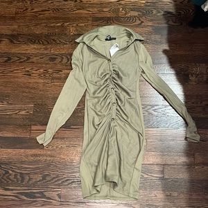 NWT green long sleeve ribbed mini dress